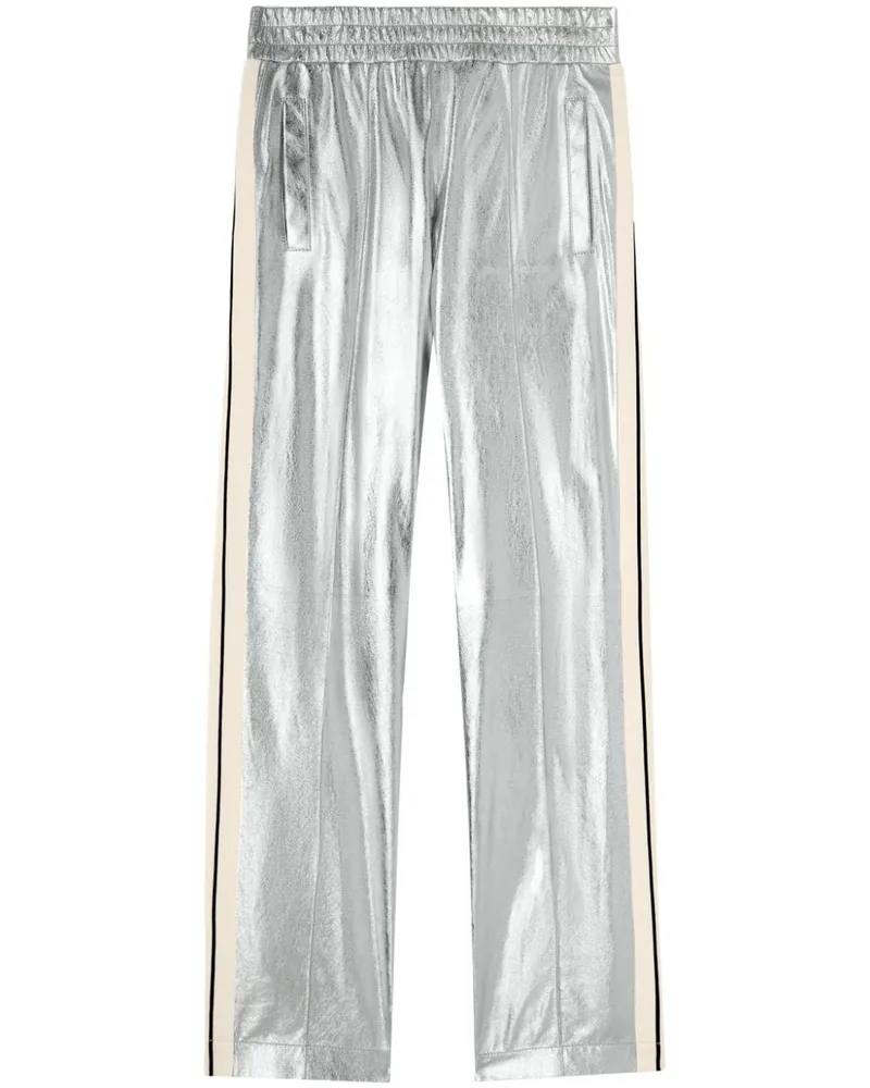 Palm Angels Lederhose im Metallic-Look - Silber Silber