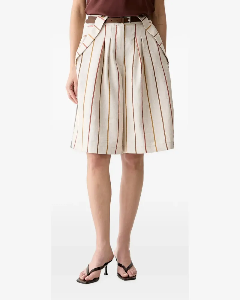 VICOLO striped pleated shorts - Nude Nude