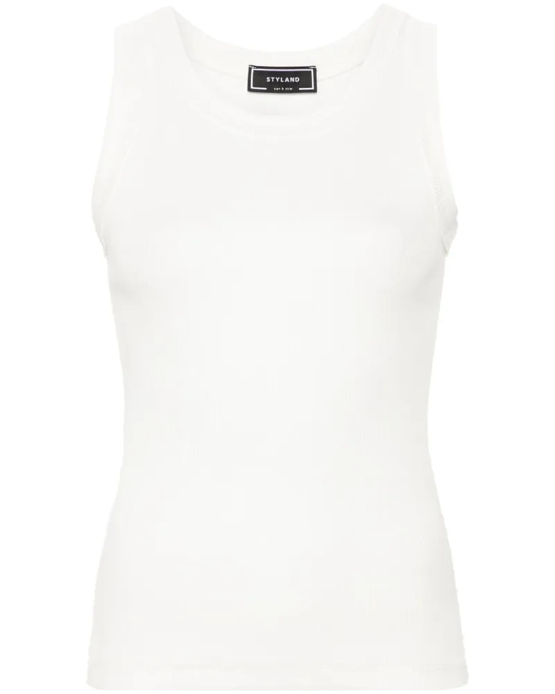 STYLAND Geripptes Tanktop - Weiß Weiß