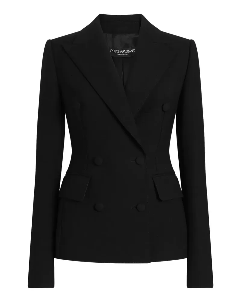 Dolce & Gabbana Doppelreihige Jacke aus doppeltem Wollkrepp - Schwarz Schwarz