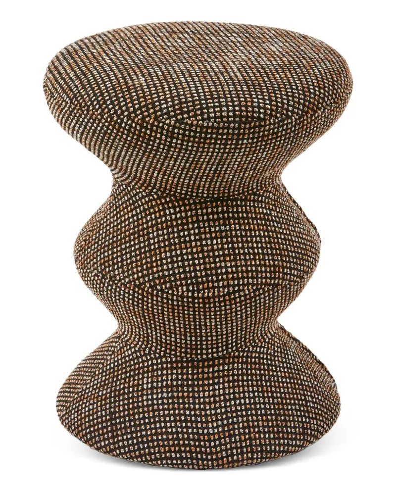 POLSPOTTEN Melierter Soft Zig Zag Hocker (47cm) - Braun Braun