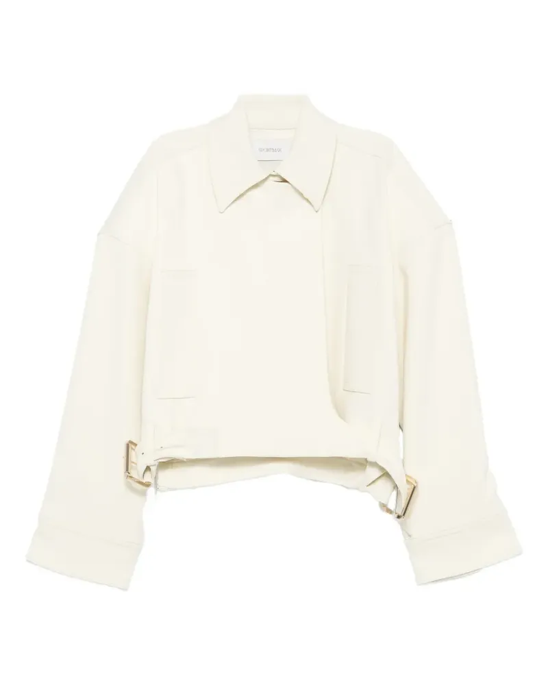 SPORTMAX cropped buckle-detail jacket - Nude Nude