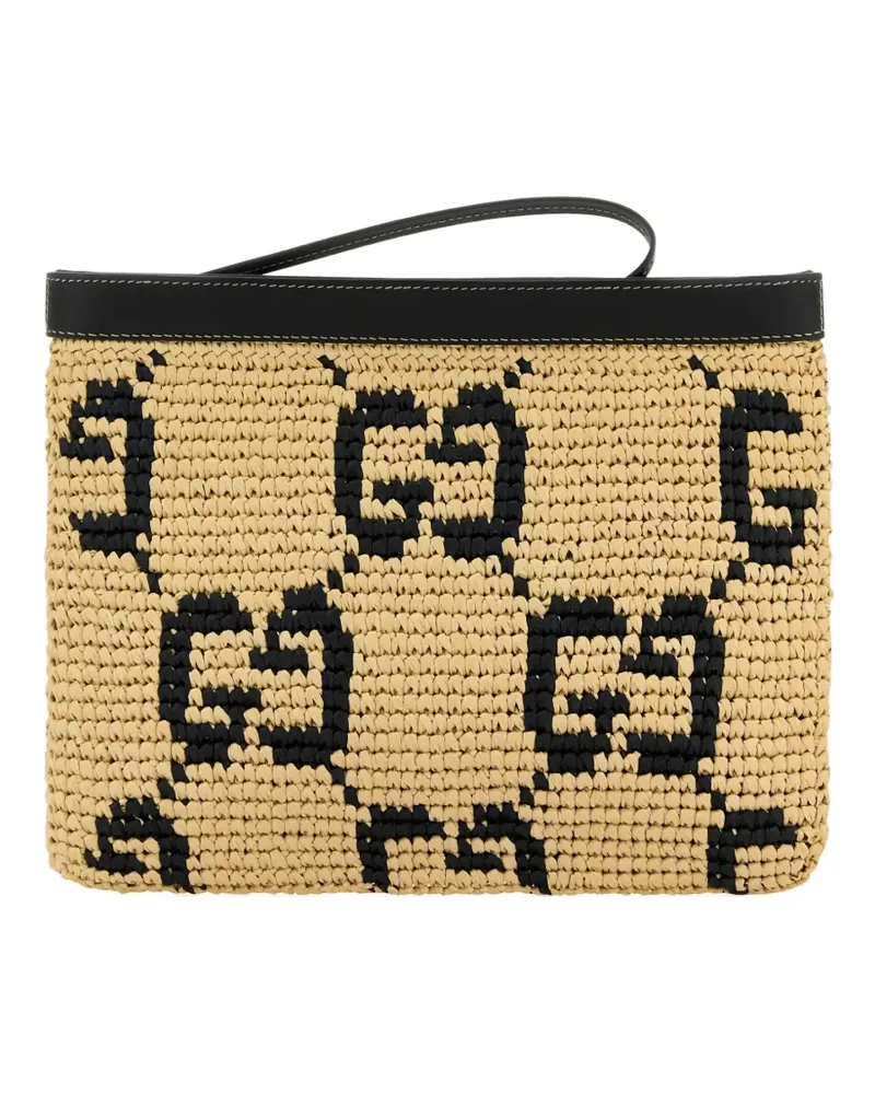 Gucci Clutch aus Raffiabast - Nude Nude