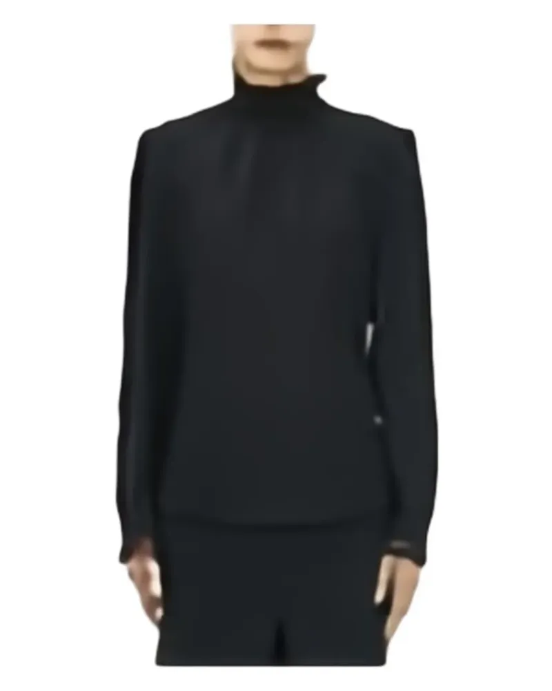 Alexander McQueen Spitzen-Bluse mit Stehkragen - Schwarz Schwarz