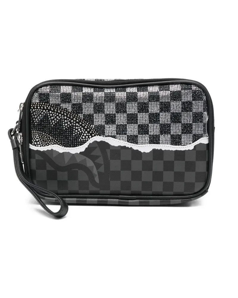 Sprayground Kulturbeutel mit Schachbrettmuster - Schwarz Schwarz