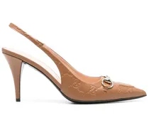 Horsebit Slingback-Pumps 100mm - Braun