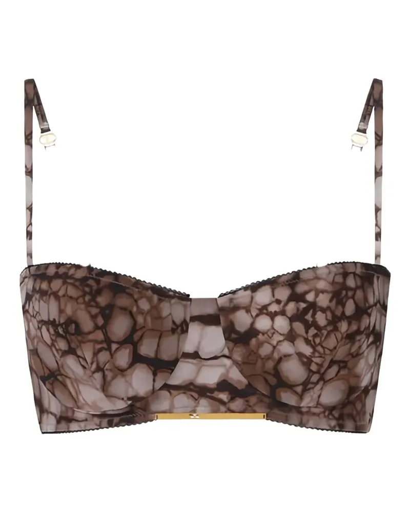 Elisabetta Franchi alligator-patterned bra - Braun Braun