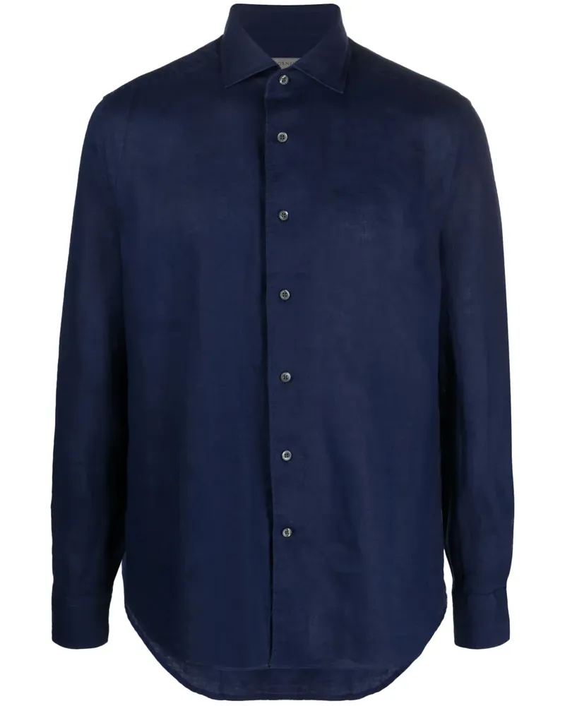 Corneliani Klassisches Leinenhemd - Blau Blau