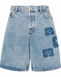 Ganni Jeans-Shorts mit Logo-Motiv Blau