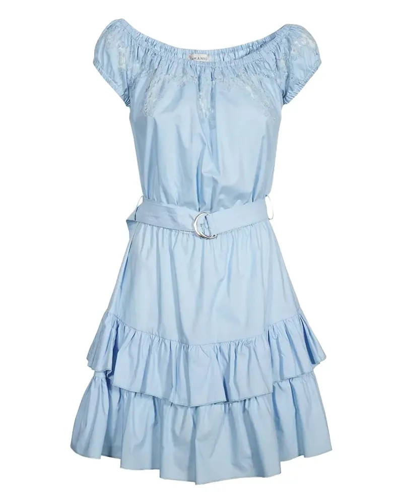 Ermanno Scervino ruffled belted mini dress - Blau Blau