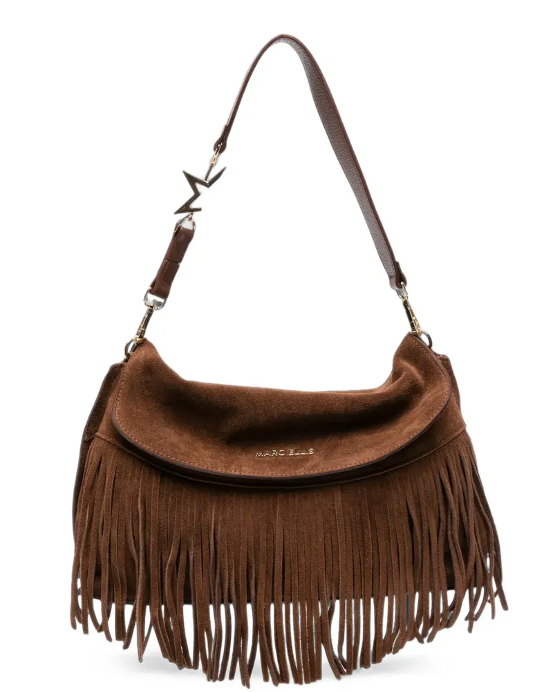MARC ELLIS fringe-trim suede shoulder bag - Braun Braun