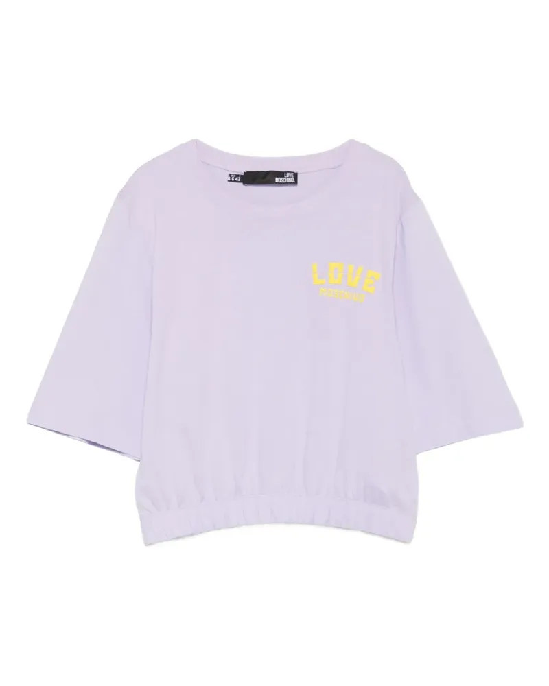 Moschino logo-print elasticated-hem T-shirt - Violett Violett