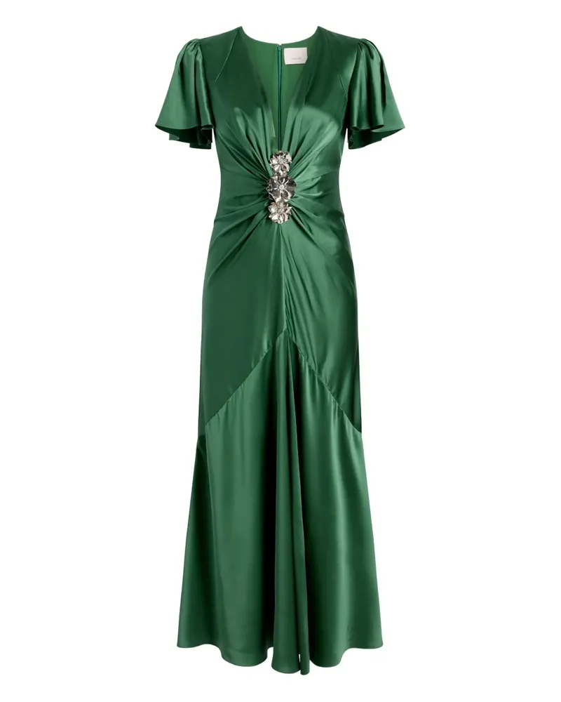 Cinq à Sept Verziertes Kordyn Midikleid - Grün Grün
