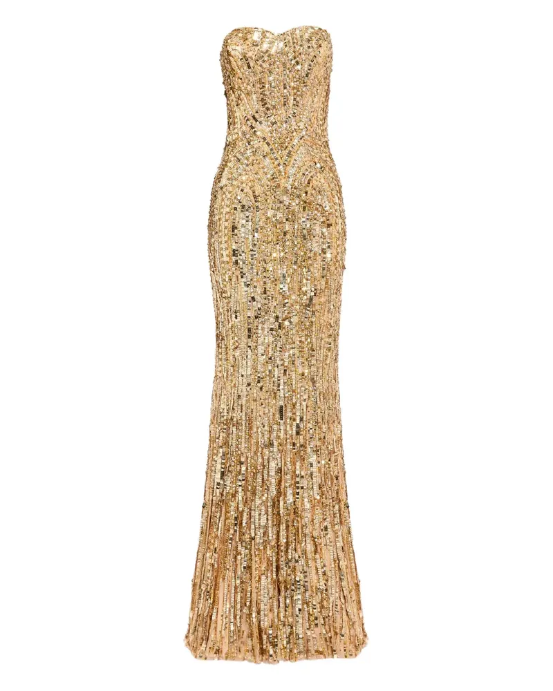 Jenny Packham Trägerloses Kleid mit Pailletten - Gold Gold