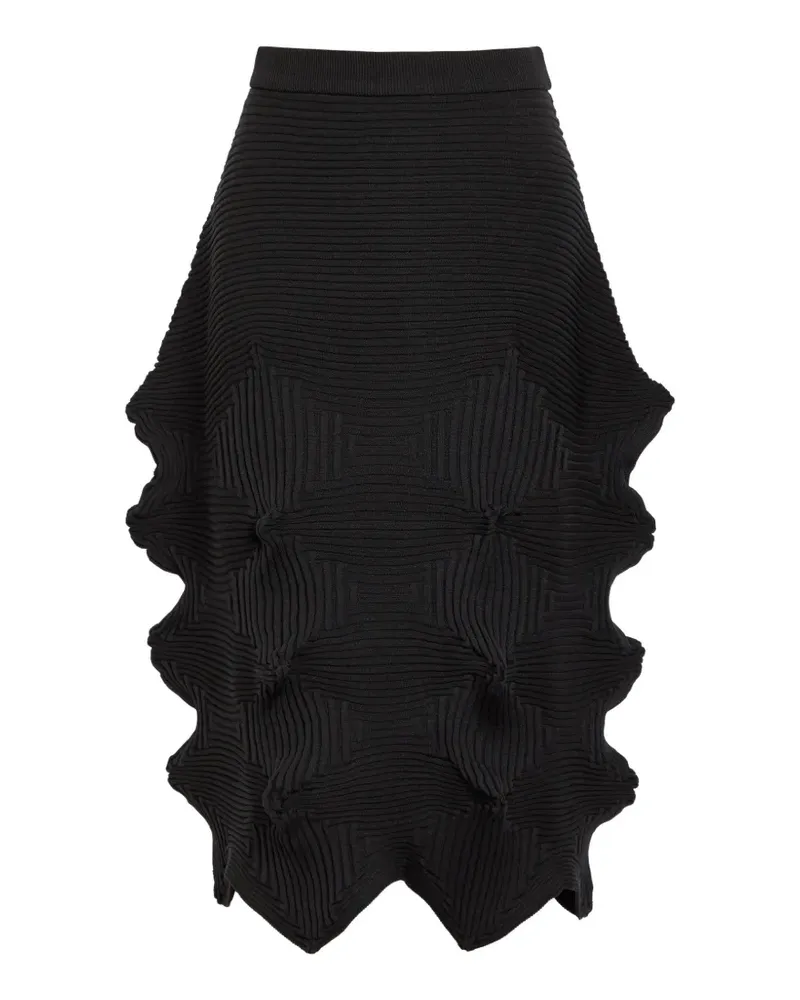 Issey Miyake Linkage ribbed jagged skirt - Schwarz Schwarz