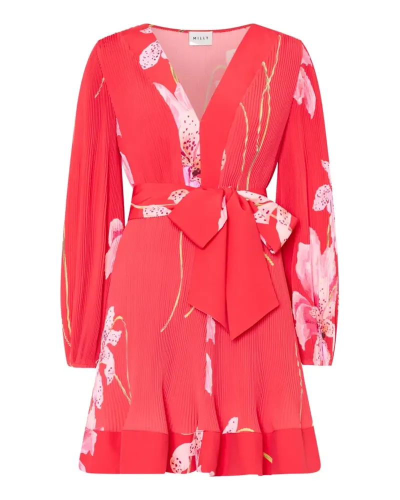 Milly Liv floral-print pleated mini dress - Rot Rot