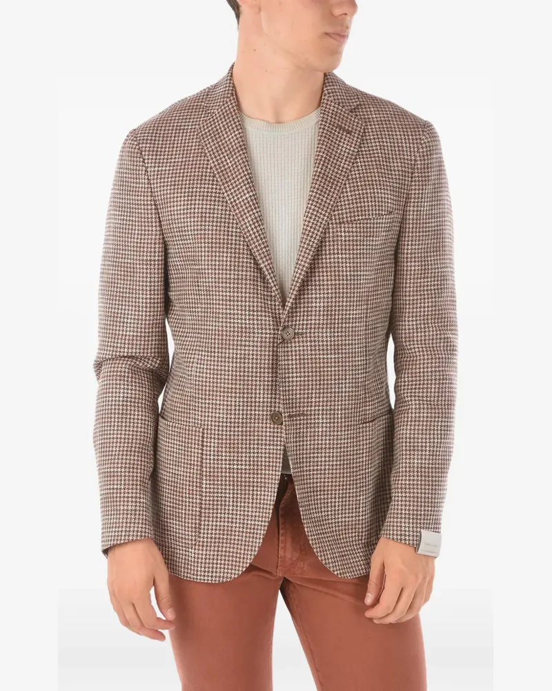 Corneliani pied-de-poule single-breasted blazer - Braun Braun