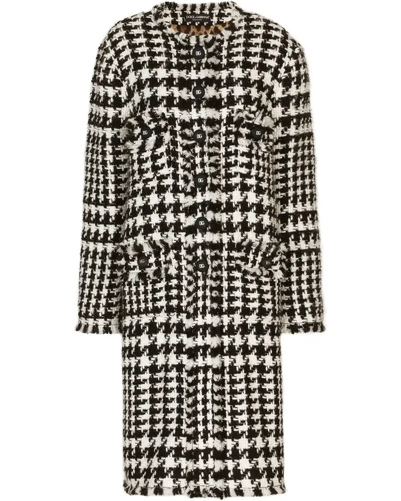 Dolce & Gabbana Einreihiger Tweed-Mantel - Weiß Weiß