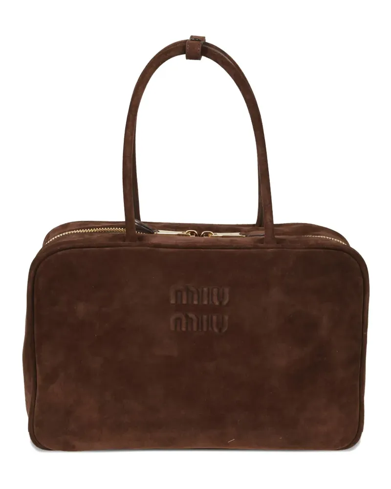 Miu Miu logo-debossed shoulder bag - Braun Braun