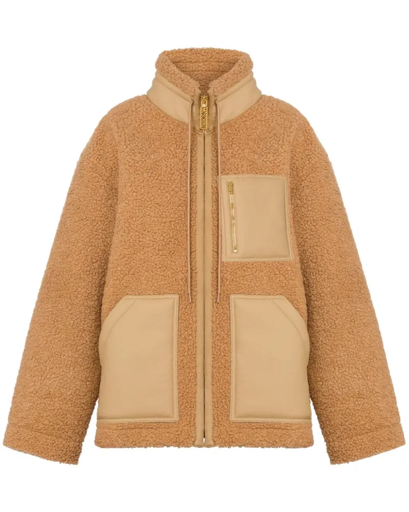 Moschino Fleecejacke mit Stehkragen Nude