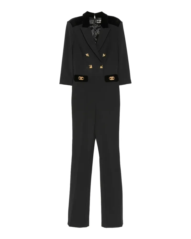 Elisabetta Franchi logo-plaque double-breasted jumpsuit - Schwarz Schwarz