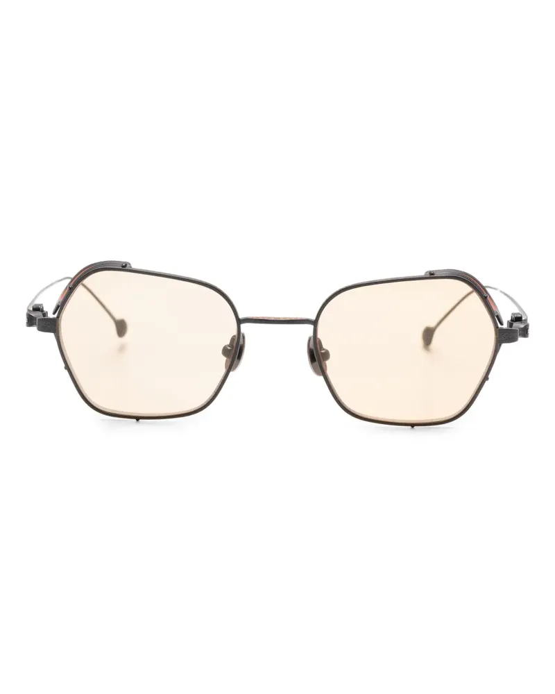 MATSUDA Sonnenbrille mit geometrischem Gestell - Schwarz Schwarz