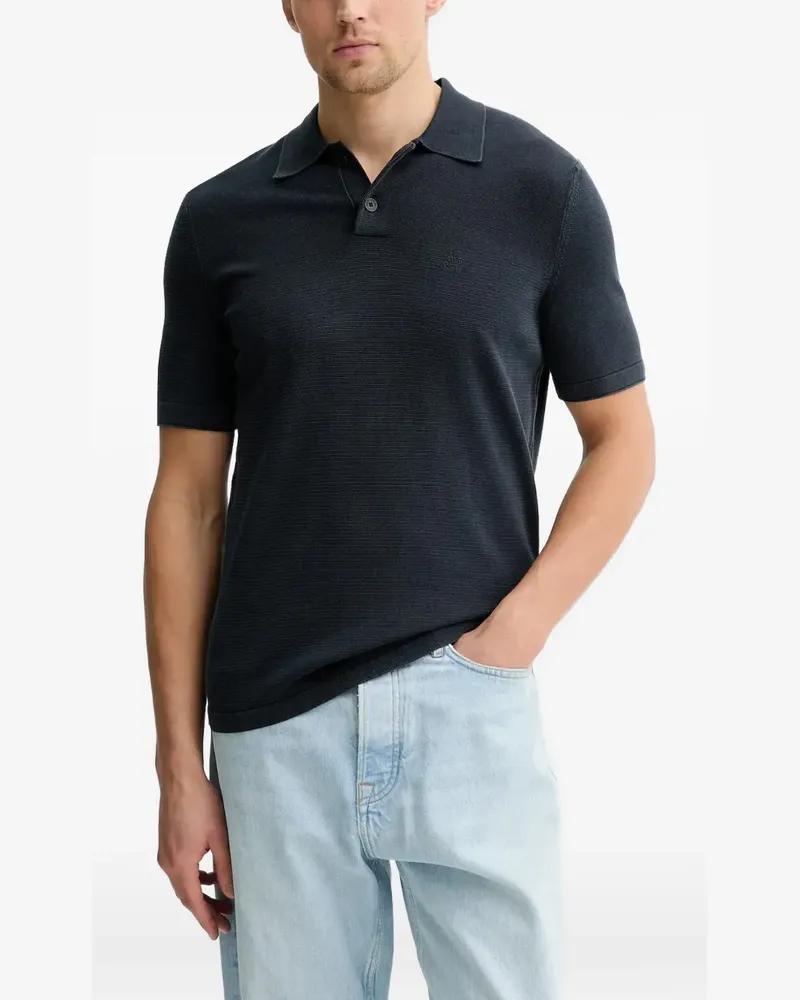 Marc O'Polo textured short-sleeve polo shirt - Blau Blau