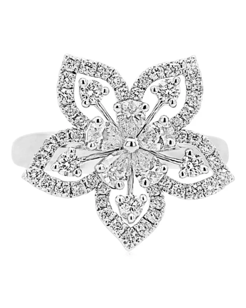 HYT Jewelry Ring aus Platin mit blumenförmigen Diamanten - Silber Silber