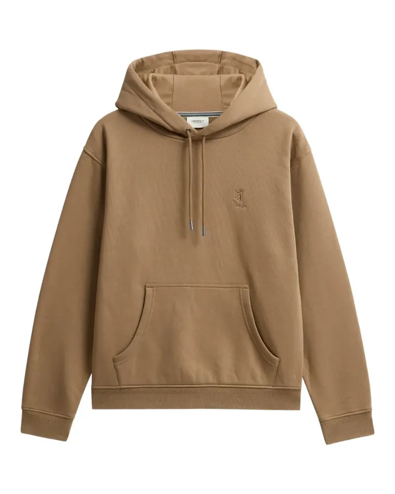 Pringle of Scotland logo-embroidered drawstring hoodie - Braun Braun
