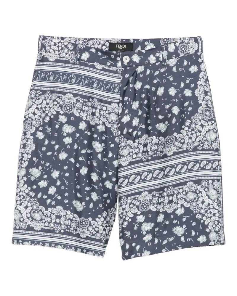 Fendi Shorts aus Seide mit Bandana-Print - Blau Blau