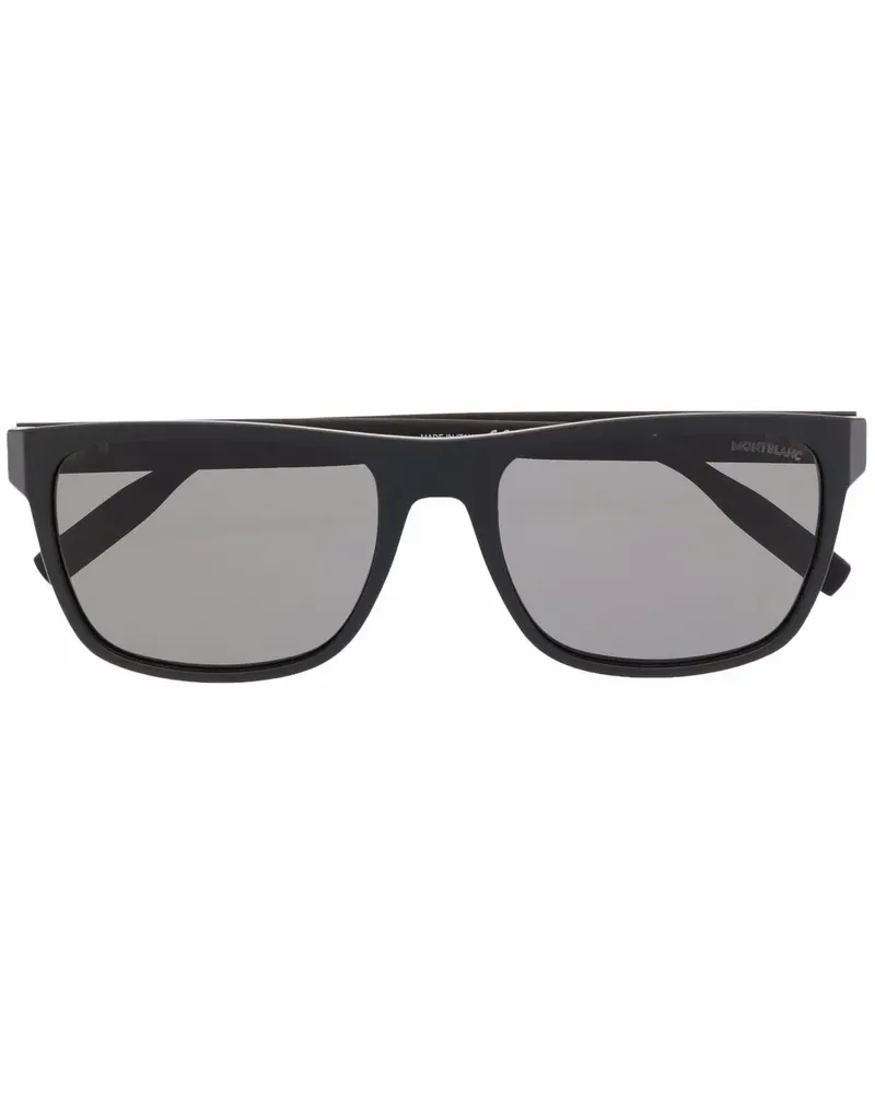 Montblanc Eckige Sonnenbrille mit Logo - Schwarz Schwarz