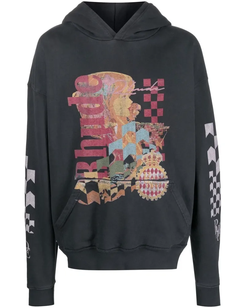 RHUDE Hoodie mit grafischem Print Schwarz