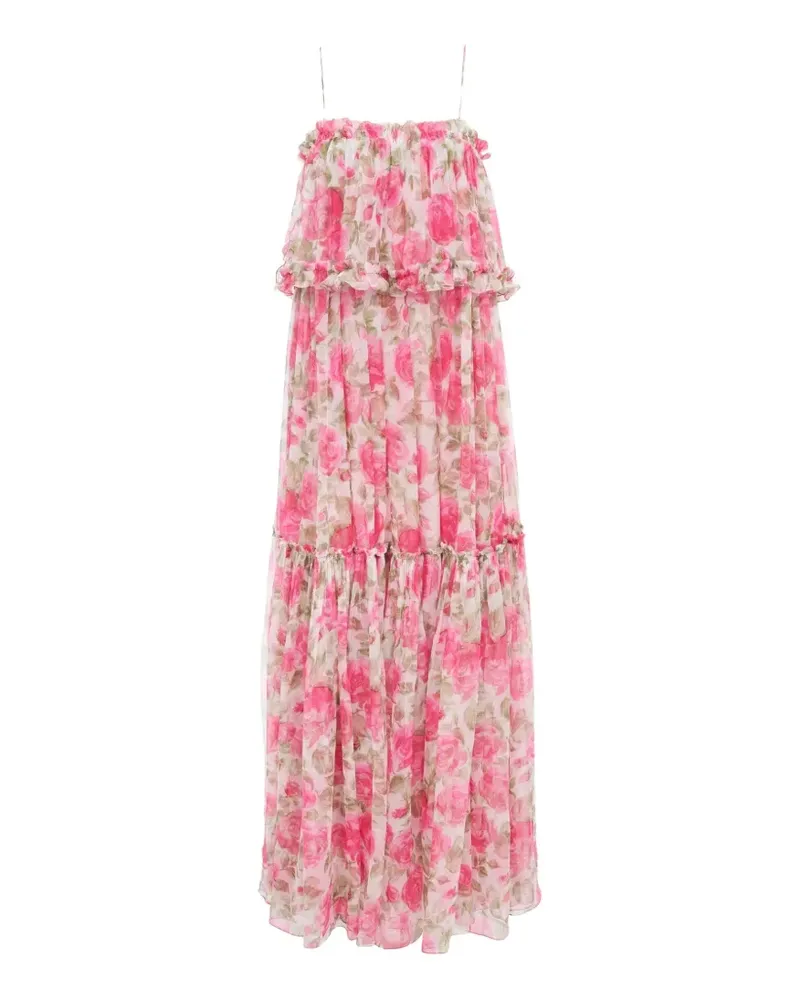 Chloé floral-print ruffled maxi dress - Rosa Rosa