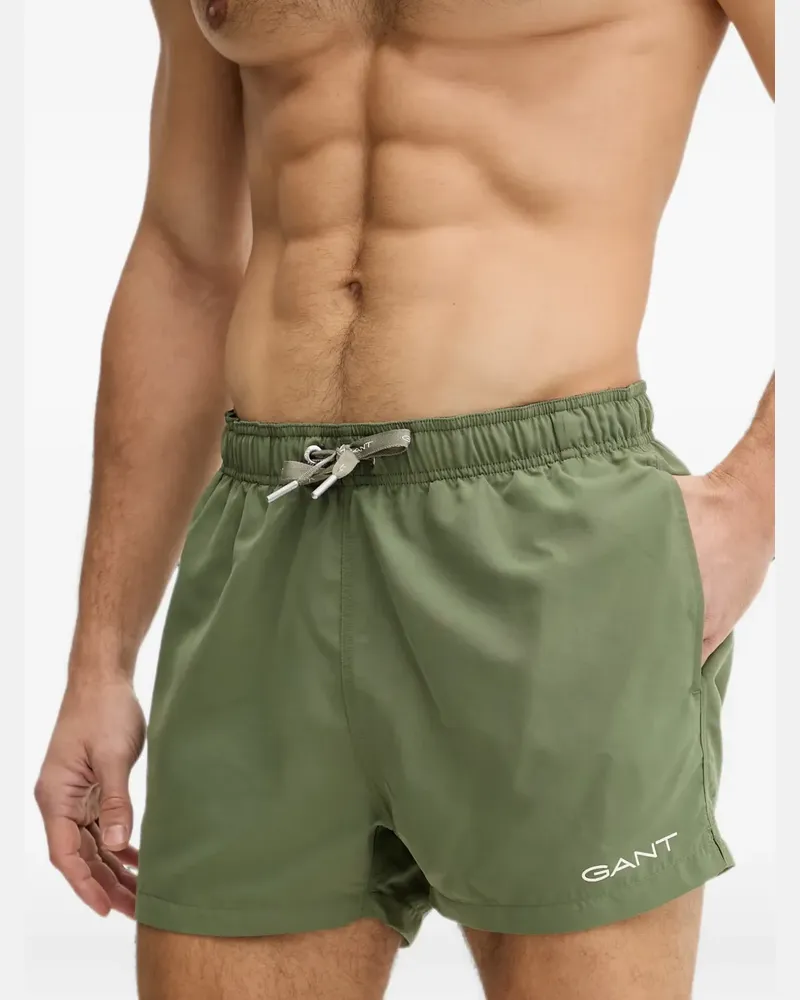 Gant logo-print drawstring swim shorts - Grün Grün