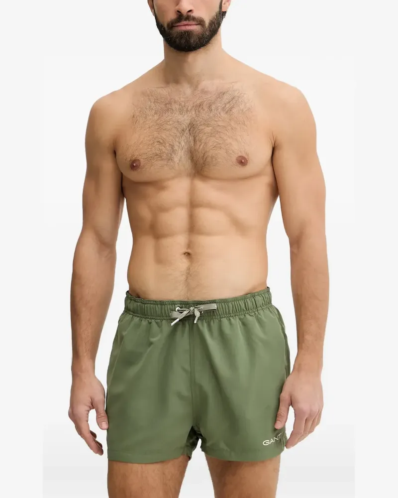 Gant logo-print drawstring swim shorts - Grün Grün