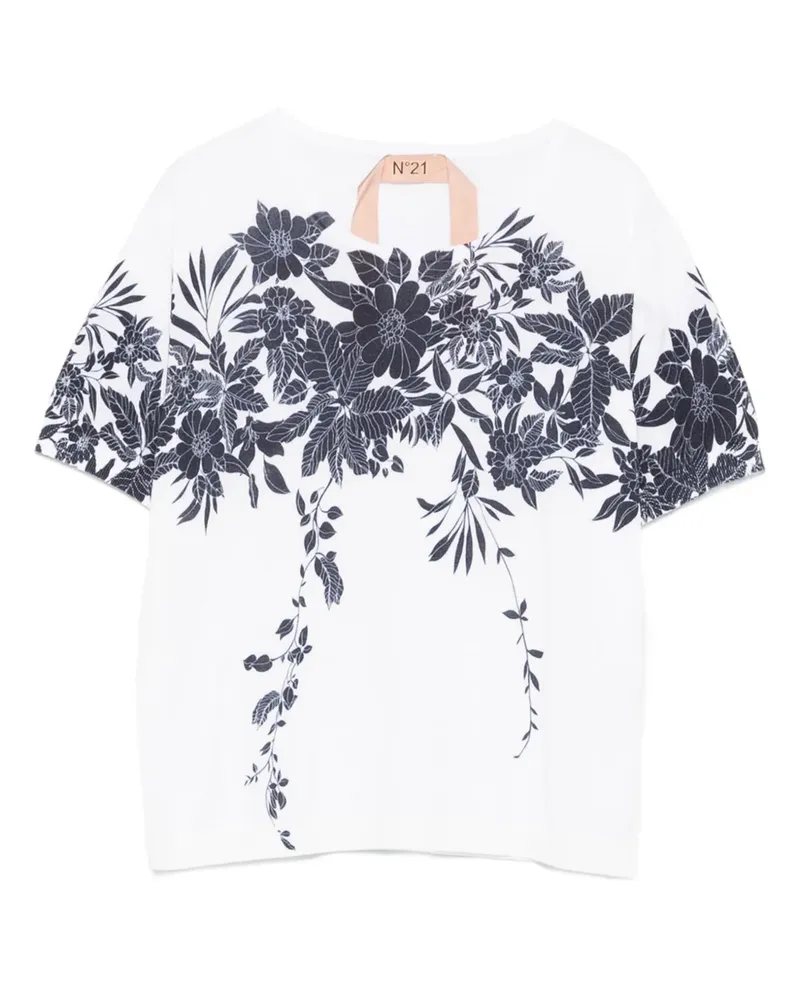 N° 21 T-Shirt mit Blumen-Print - Weiß Weiß