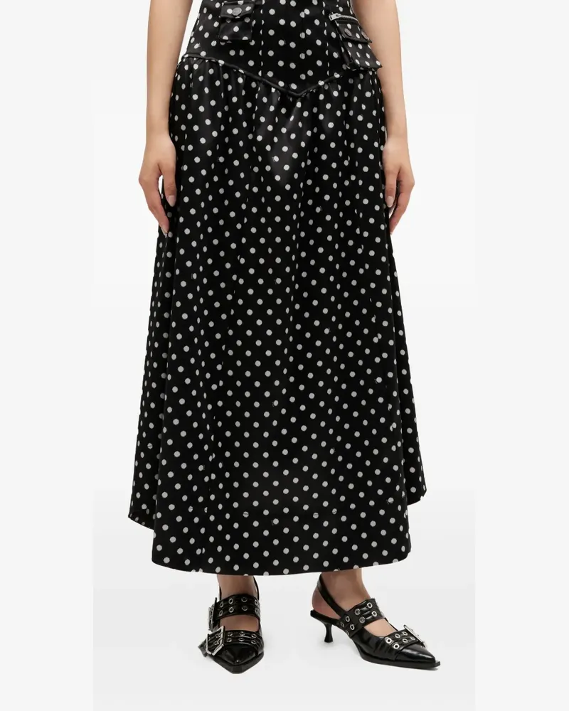 Ganni Gepunkteter Rock - Schwarz Schwarz