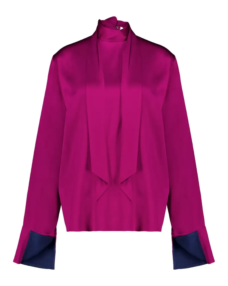 Stella McCartney tie-back high-neck satin top - Rosa Rosa