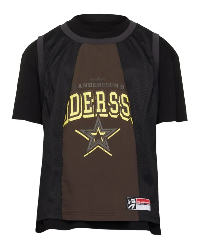 Andersson Bell Basketball-T-Shirt im Layering-Look - Schwarz Schwarz