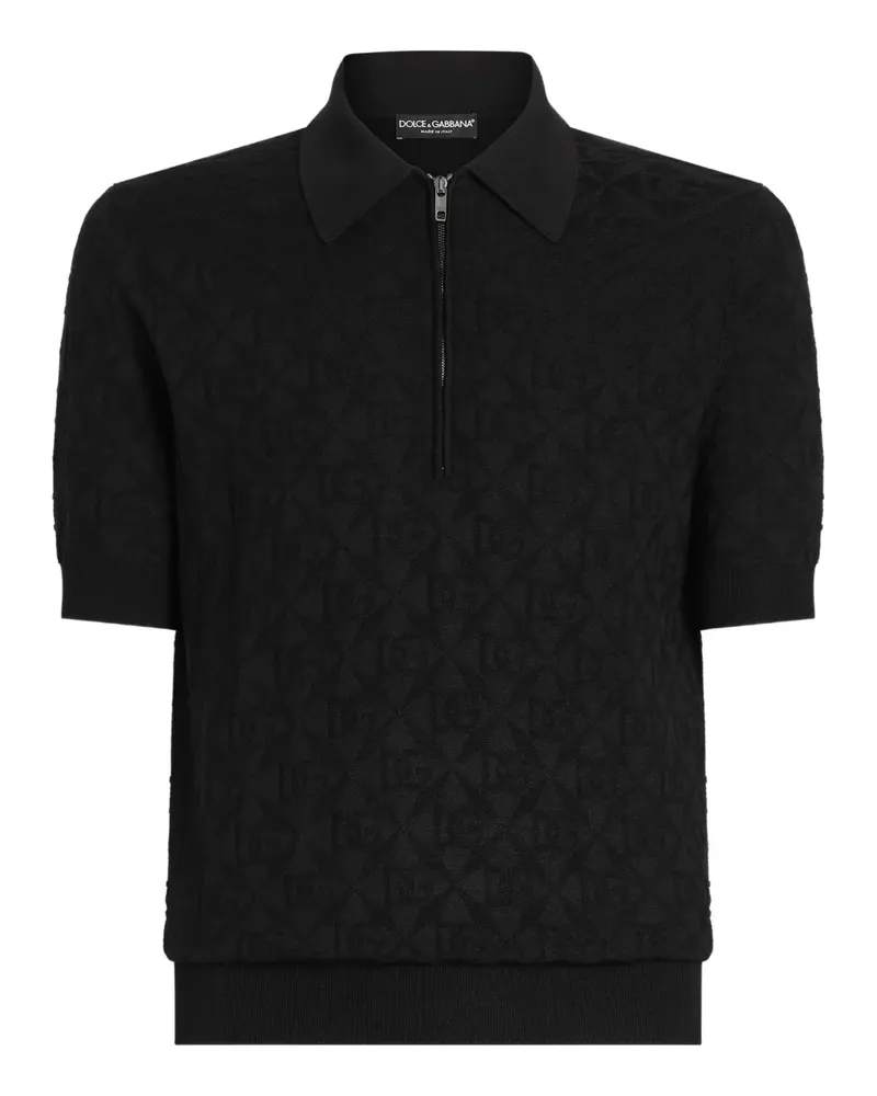 Dolce & Gabbana Poloshirt mit Jacquard-Logo - Schwarz Schwarz
