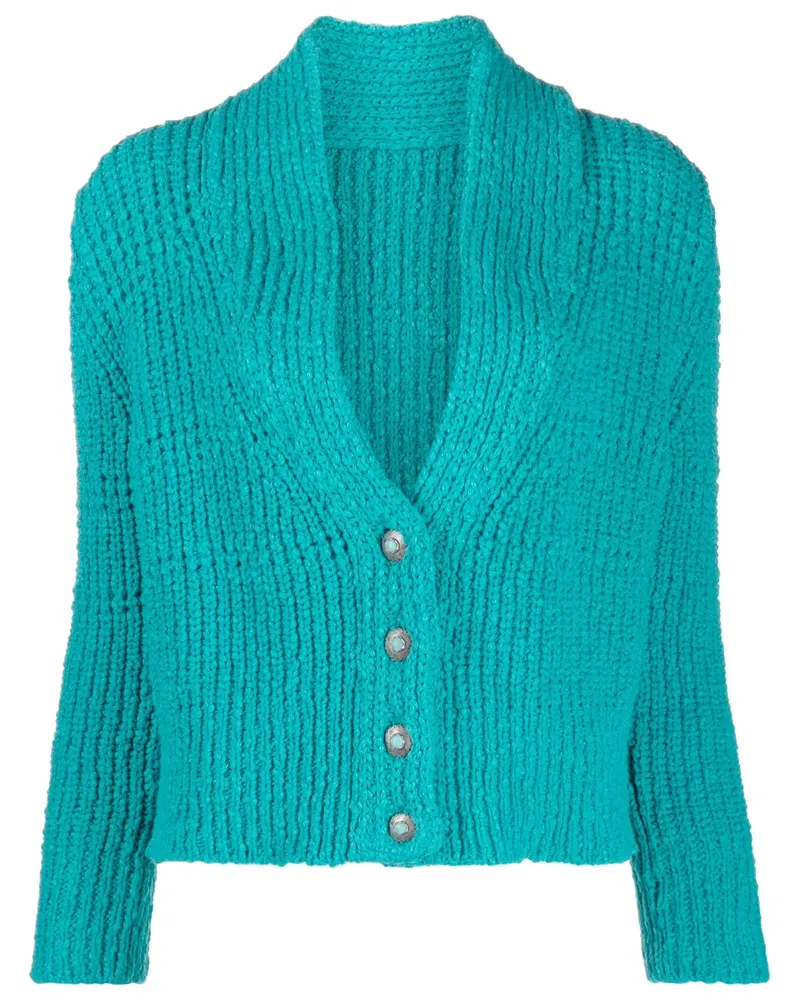 Fortela Cropped-Cardigan mit V-Ausschnitt - Blau Blau