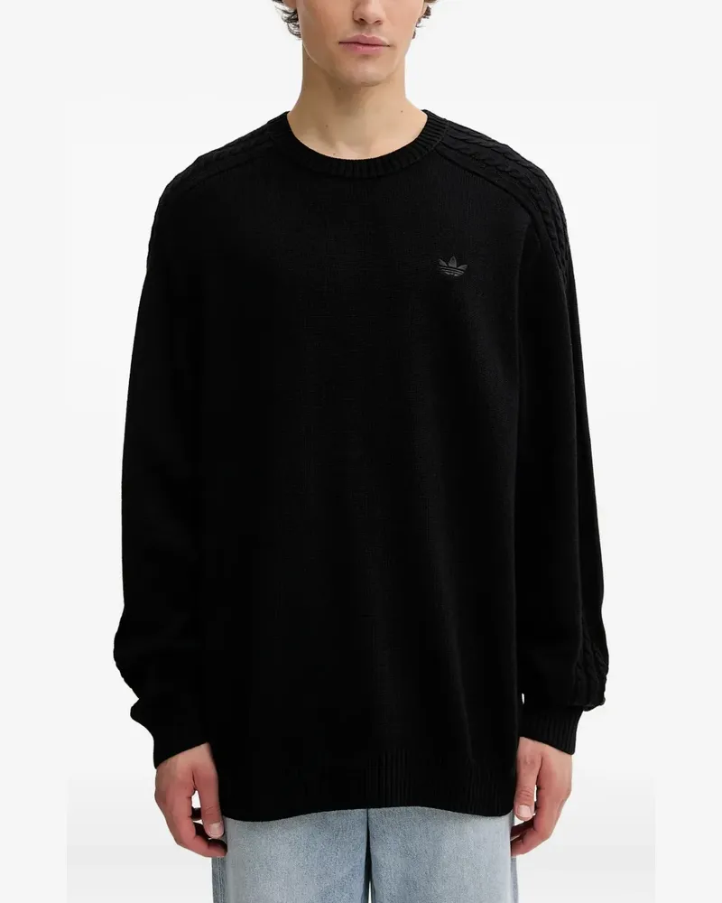 adidas cable-knit logo sweater - Schwarz Schwarz
