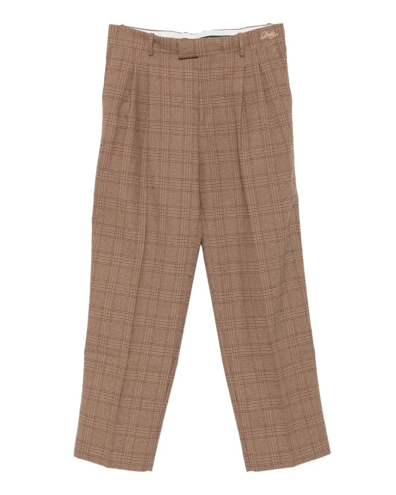 Drôle de Monsieur check-pattern pleated trousers - Braun Braun