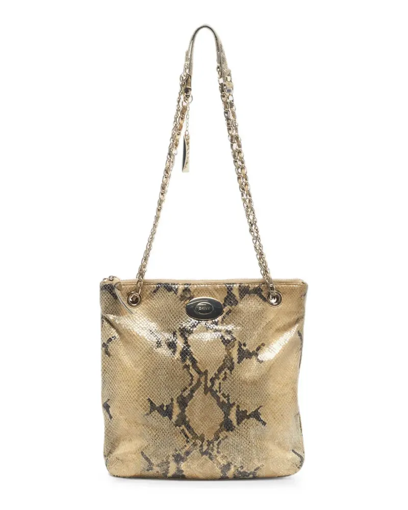 DKNY Kettenriemen-Schultertasche mit Python-Prägung - Nude Nude