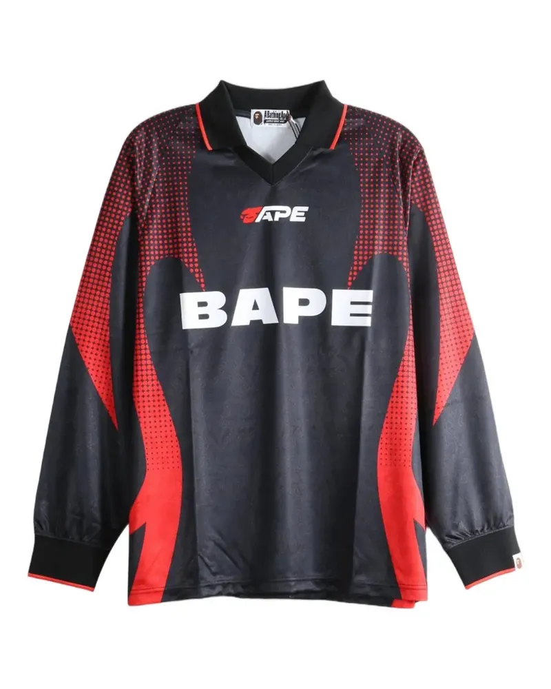 BAPE logo-print long-sleeve polo shirt - Schwarz Schwarz
