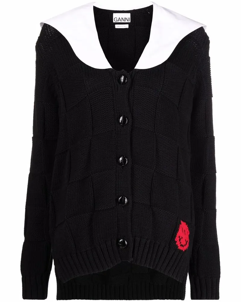 Ganni Cardigan mit Smiley - Schwarz Schwarz