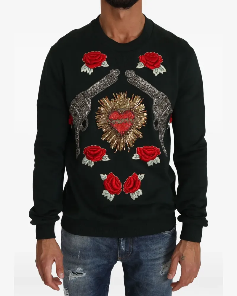 Dolce & Gabbana Sacred Heart Pullover mit Verzierung - Schwarz Schwarz