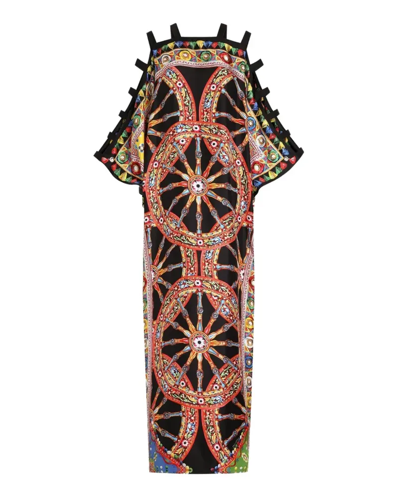 Dolce & Gabbana Kaftan-Kleid mit Carretto-Print - Schwarz Schwarz