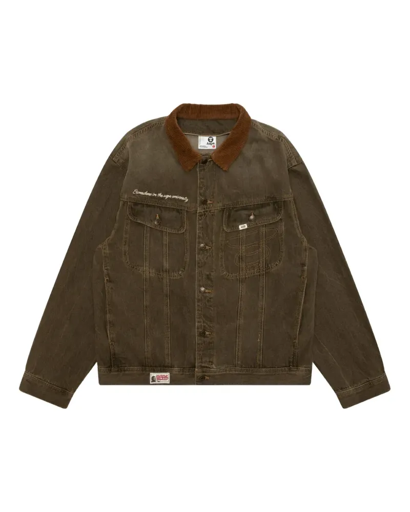 BAPE Jeansjacke mit Cordkragen - Braun Braun