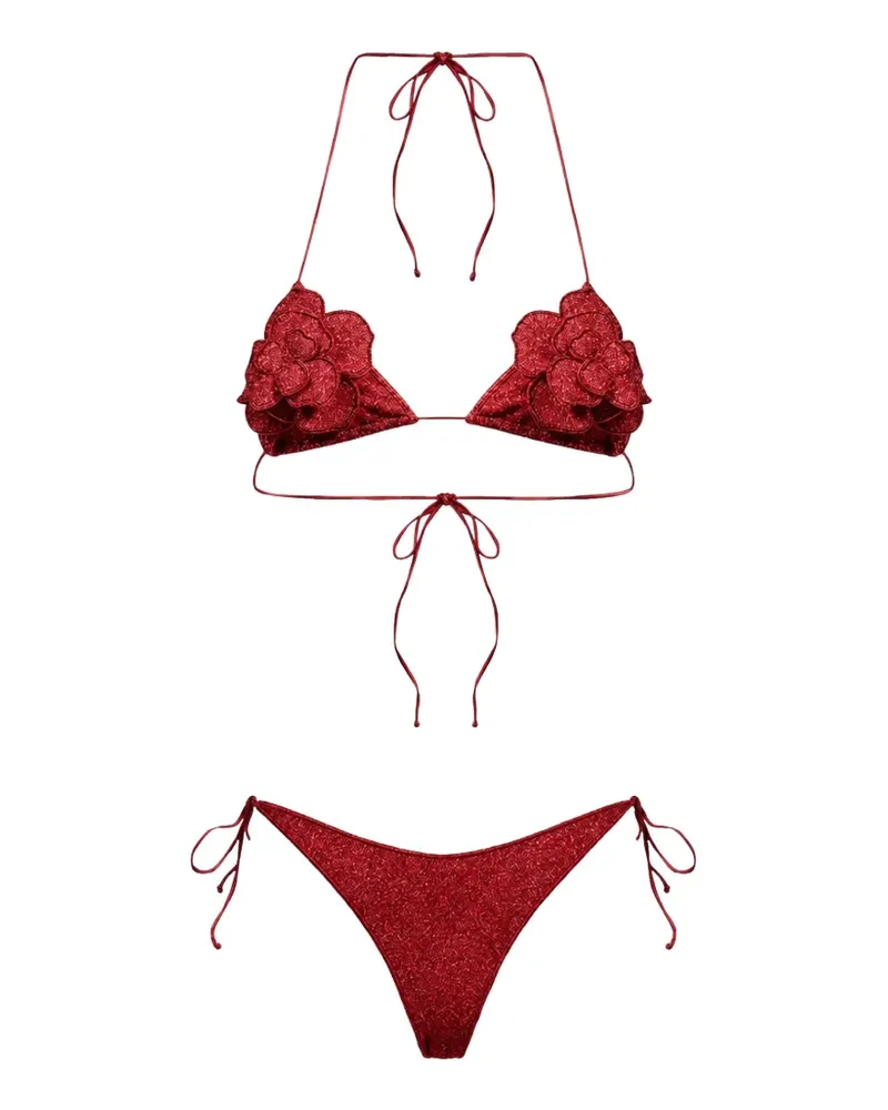Oséree Lumière floral-appliqué lurex bikini - Rot Rot